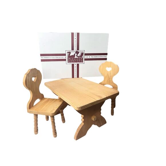 VTG American Girl Kirsten Wood TRESTLE TABLE & CHAIRS Set Doll Furniture In BOX - Picture 13 of 13